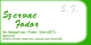 szervac fodor business card